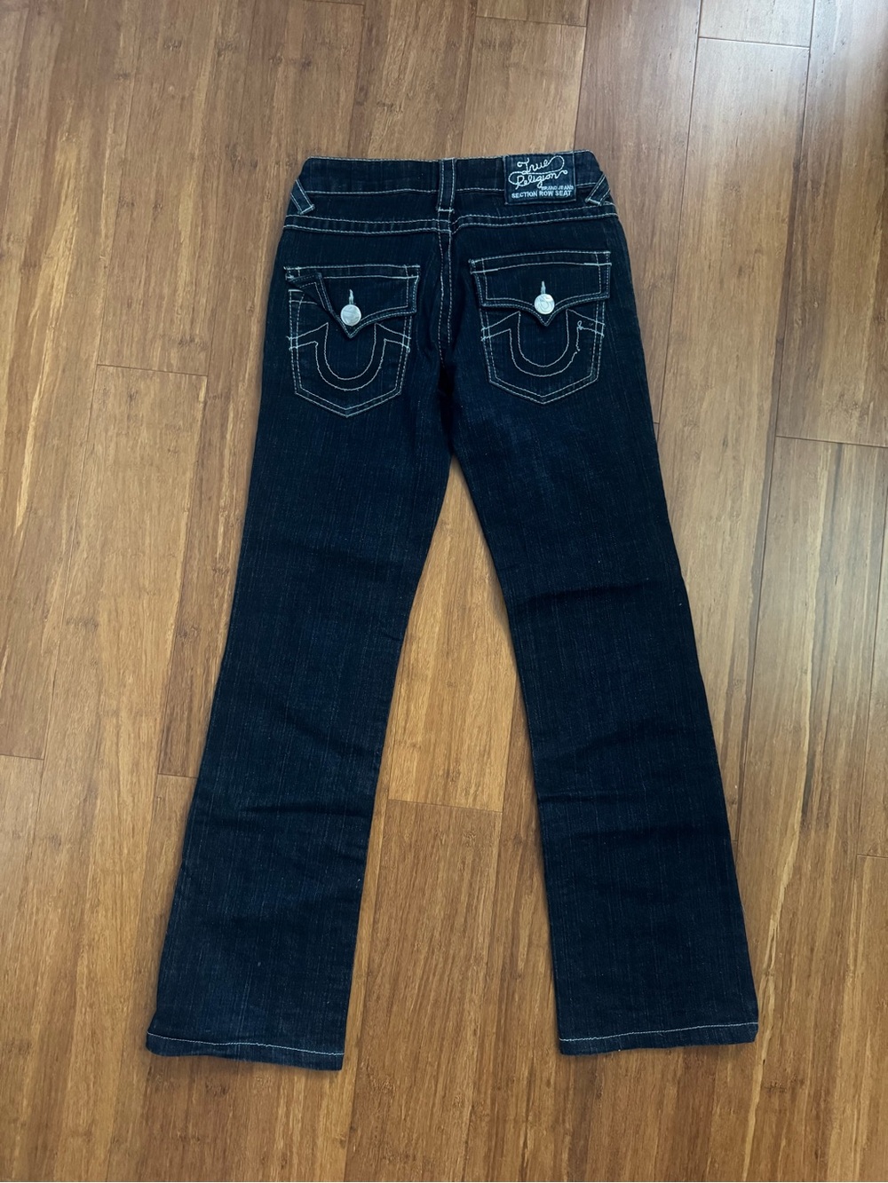 True Religion Women's Black Bootcut Jeans with Contrast Stitching